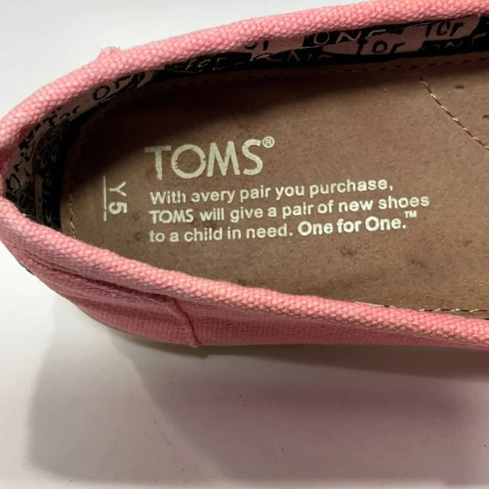 TOMS Bubblegum Pink Kids 5Y Slip On Espadrilles Good Condition